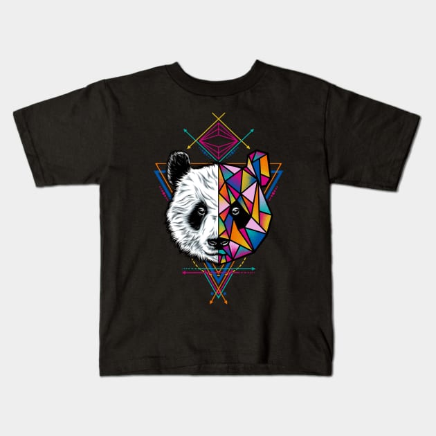 Geometric Panda Kids T-Shirt by Eggzoo